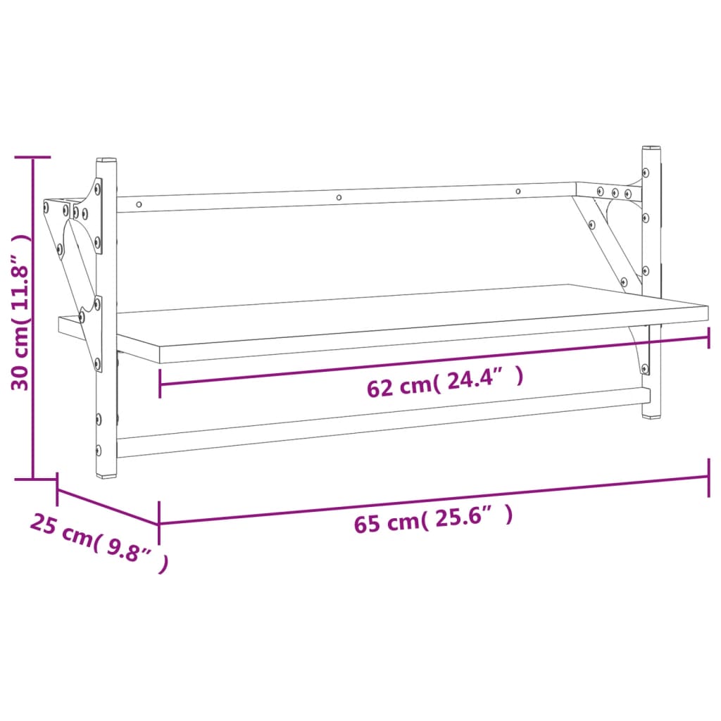 Wandregale mit Stangen 2 Stk. Braun Eichen-Optik 65x25x30 cm