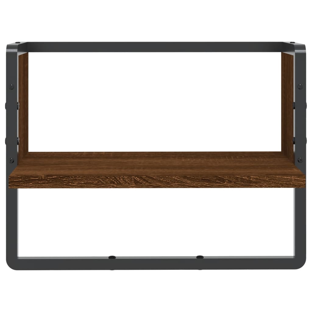 Wall shelf with rod brown oak look 40x25x30 cm