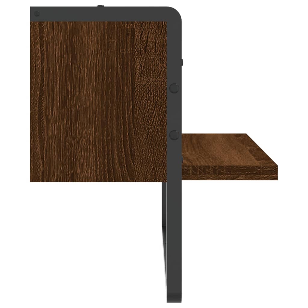 Wall shelf with rod brown oak look 40x25x30 cm
