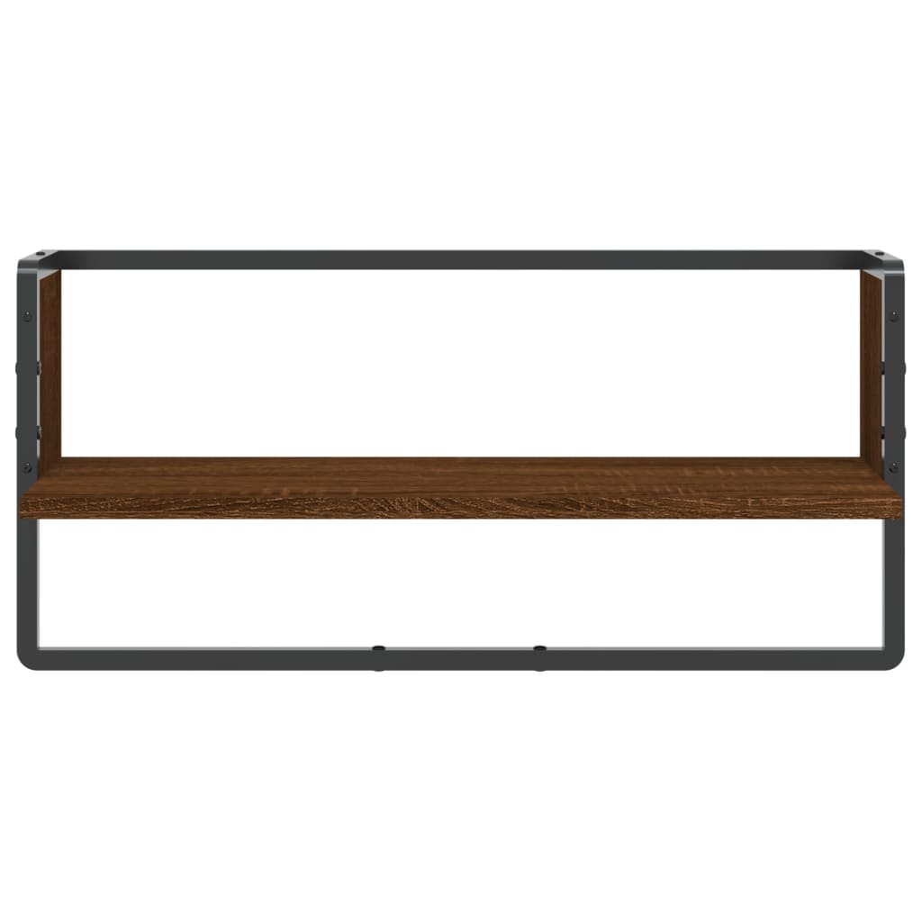 Wall shelf with rod brown oak look 65x25x30 cm
