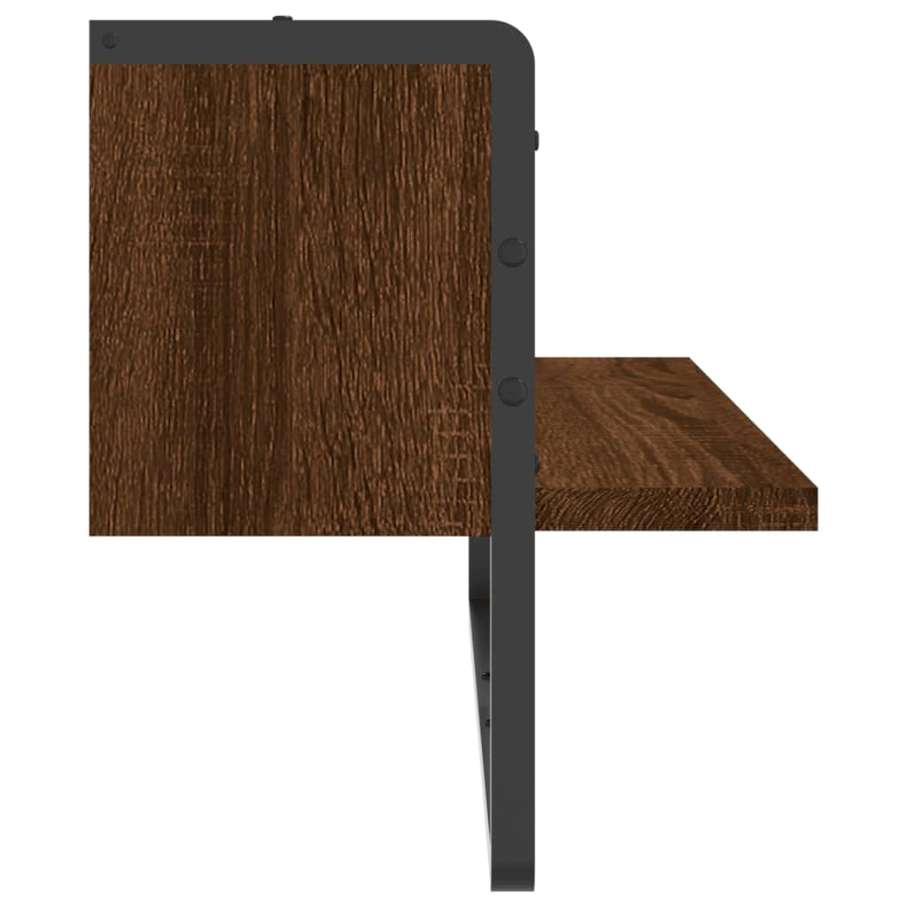 Wall shelf with rod brown oak look 65x25x30 cm