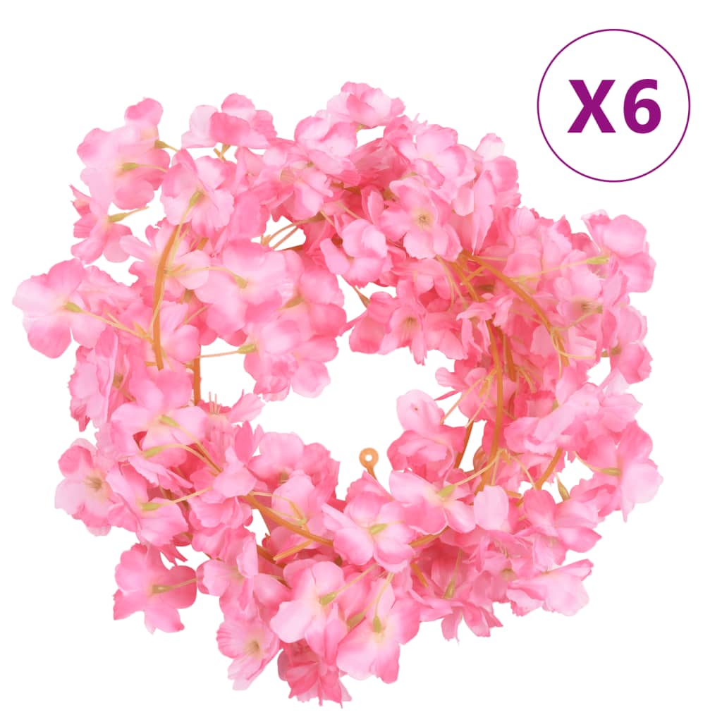 Weihnachtskränze Blumen 6 Stk. Dunkelrosa 180 cm