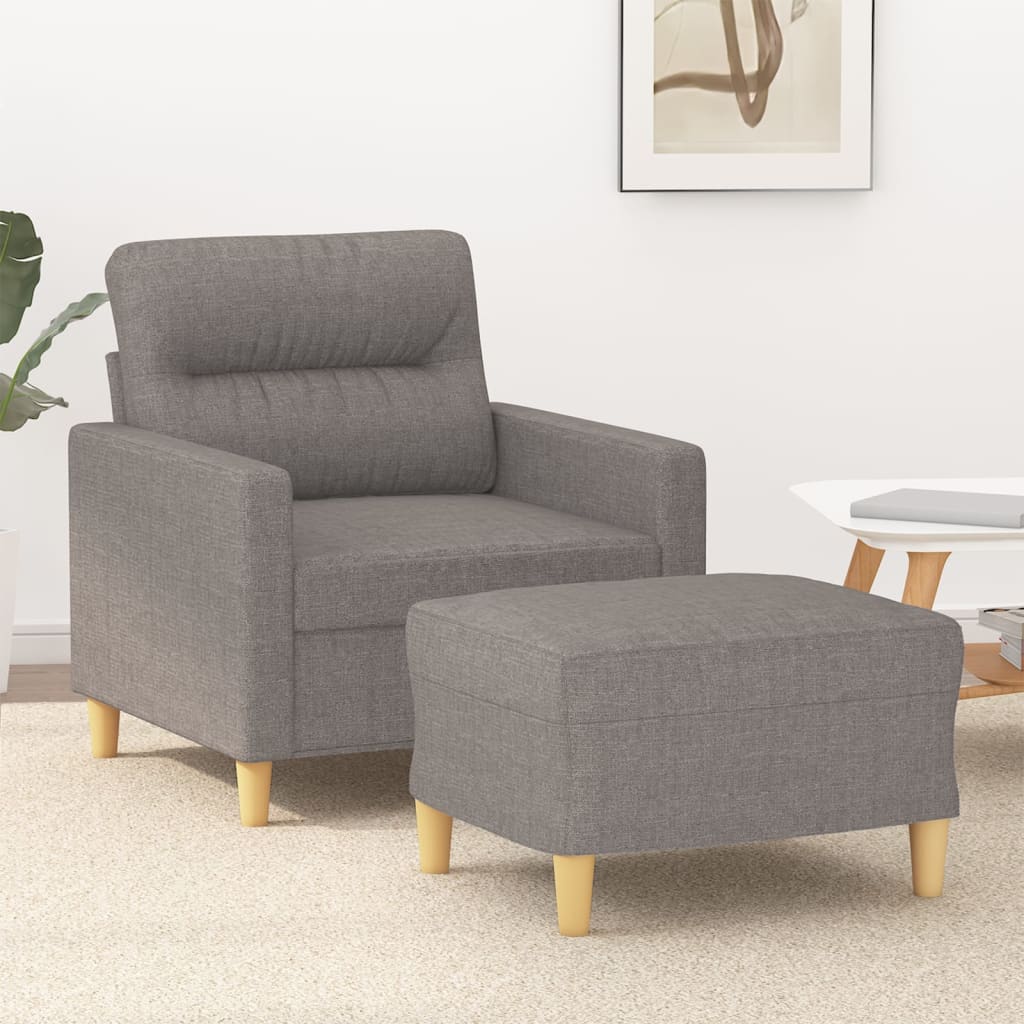 Sessel mit Hocker Taupe 60 cm Stoff