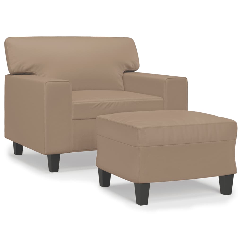 Sessel mit Hocker Cappuccino-Braun 60 cm Kunstleder