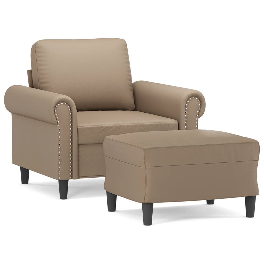 Sessel mit Hocker Cappuccino-Braun 60 cm Kunstleder