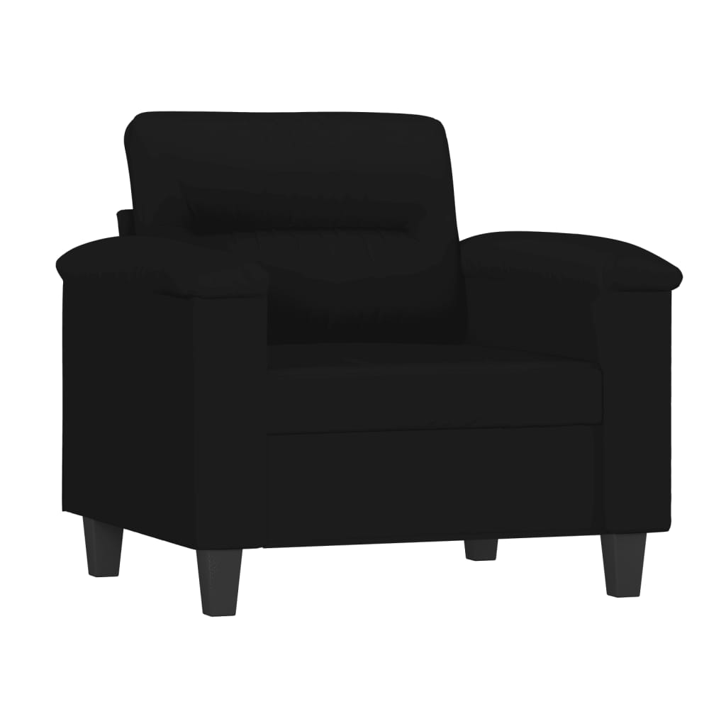 Sessel mit Hocker Schwarz 60 cm Mikrofasergewebe