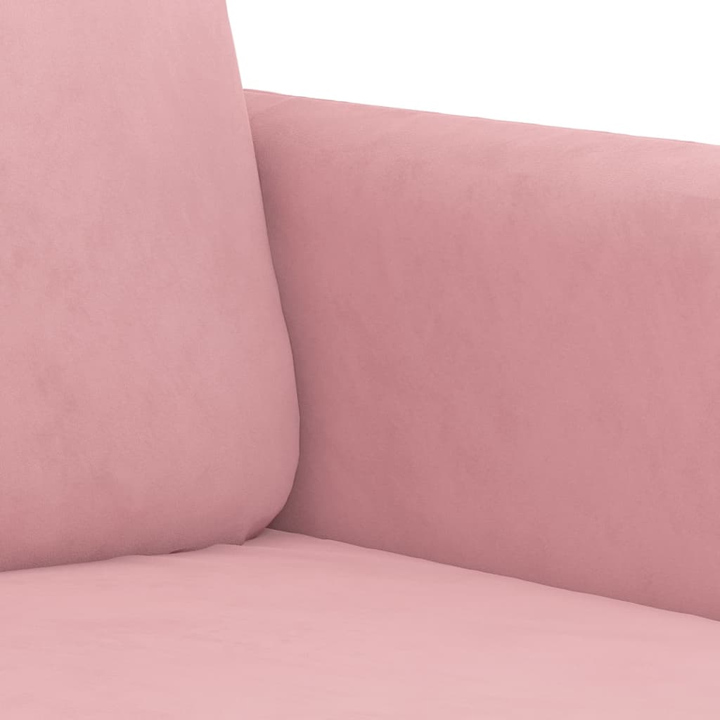 3-tlg. Sofagarnitur mit Kissen Rosa Samt