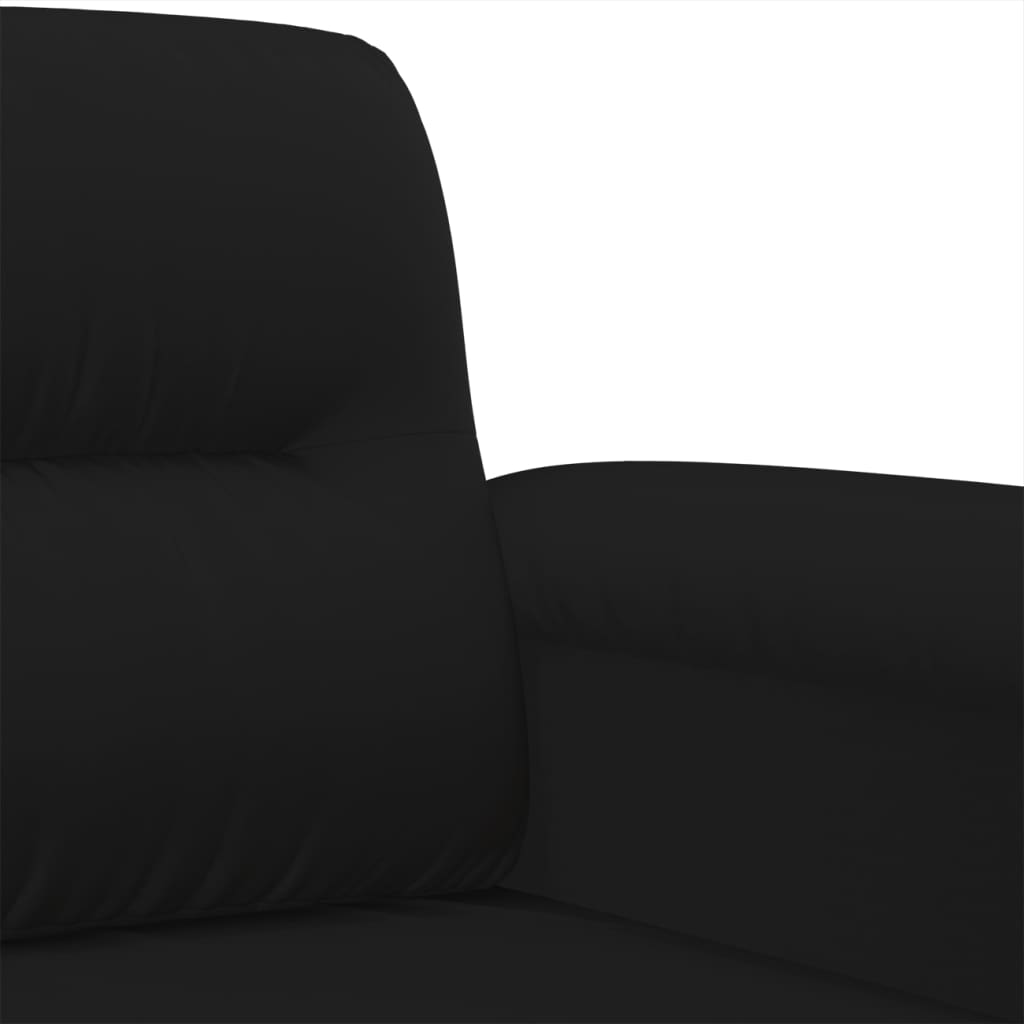 4-tlg. Sofagarnitur mit Kissen Schwarz Mikrofasergewebe