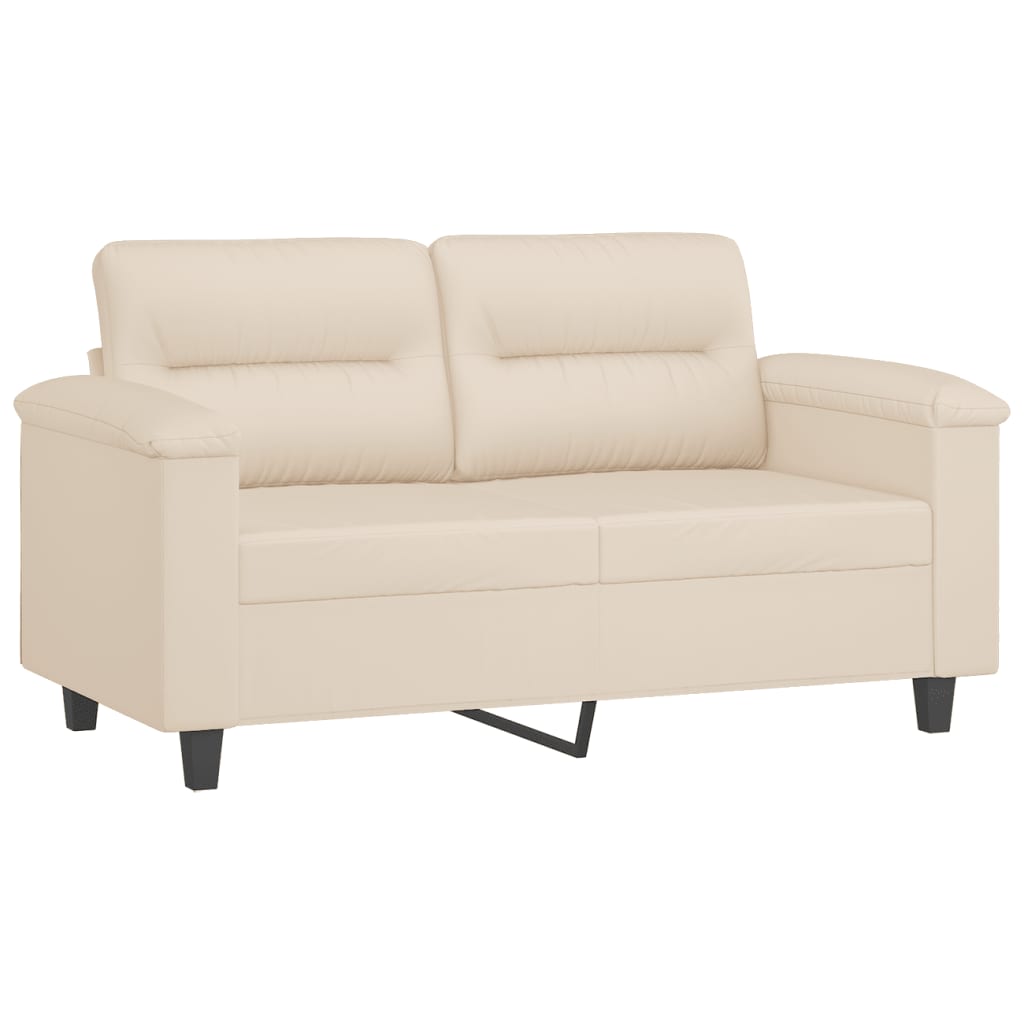 4-tlg. Sofagarnitur mit Kissen Beige Mikrofasergewebe