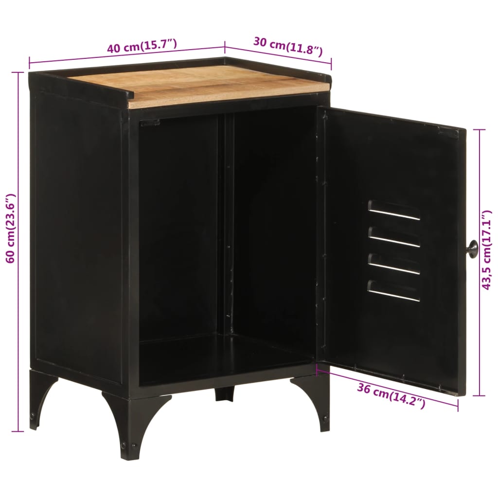 Bathroom cabinet 40x30x60 cm iron and solid mango wood