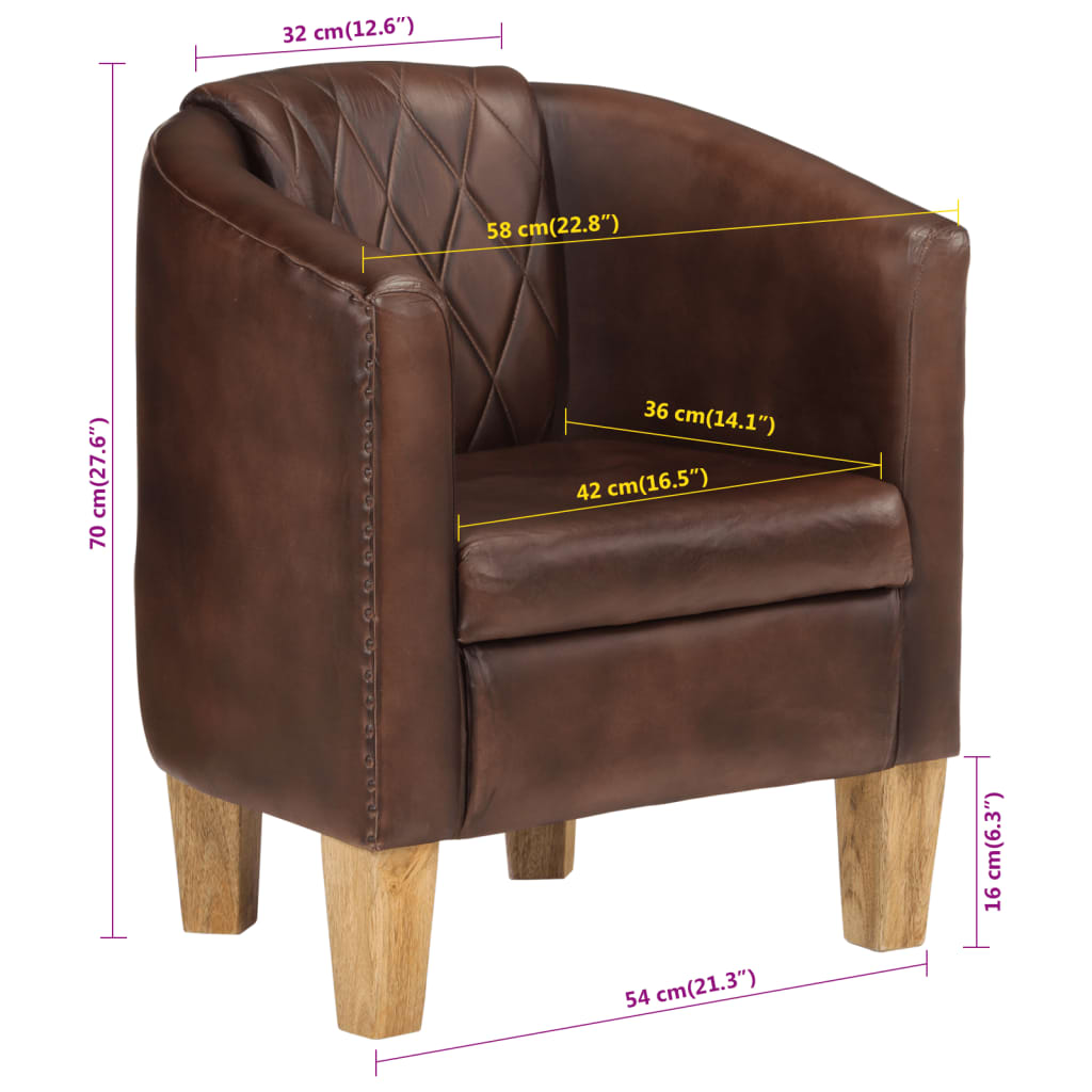 Sessel Dunkelbraun Echtleder