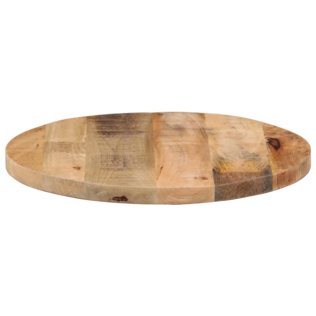 Tischplatte Ø 40x1,5 cm Rund Raues Massives Mangoholz
