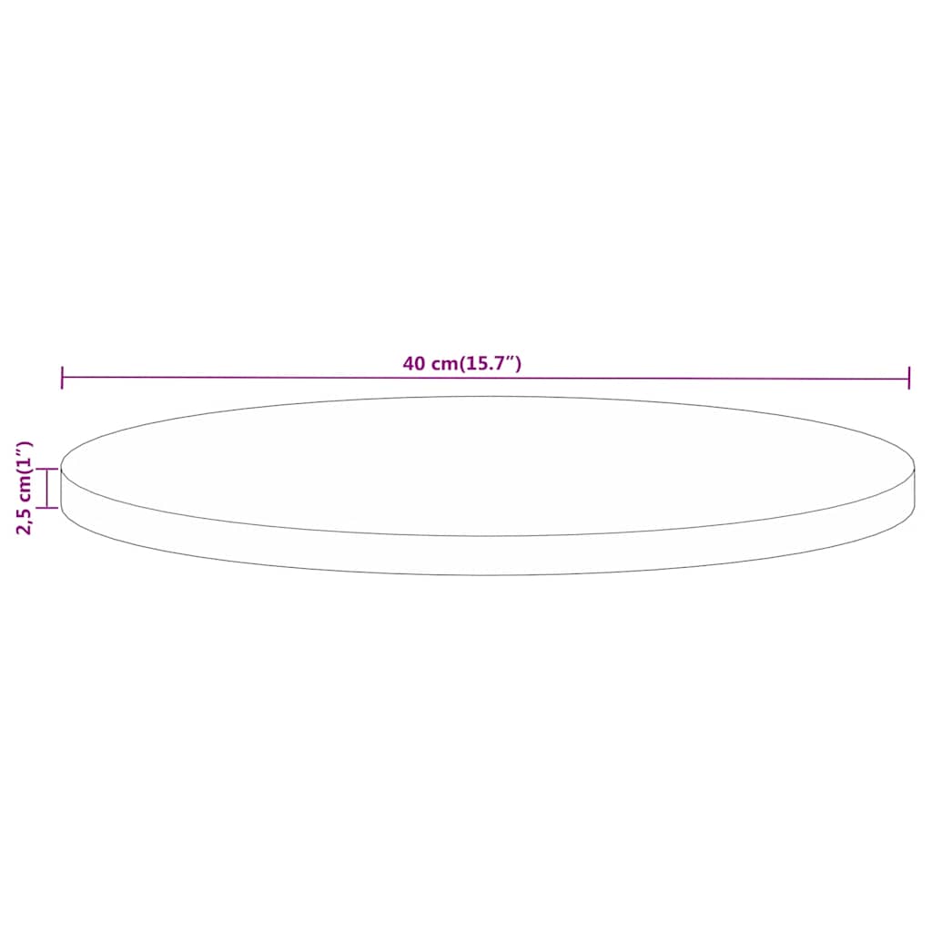 Tischplatte Ø 40x2,5 cm Rund Massivholz Mango
