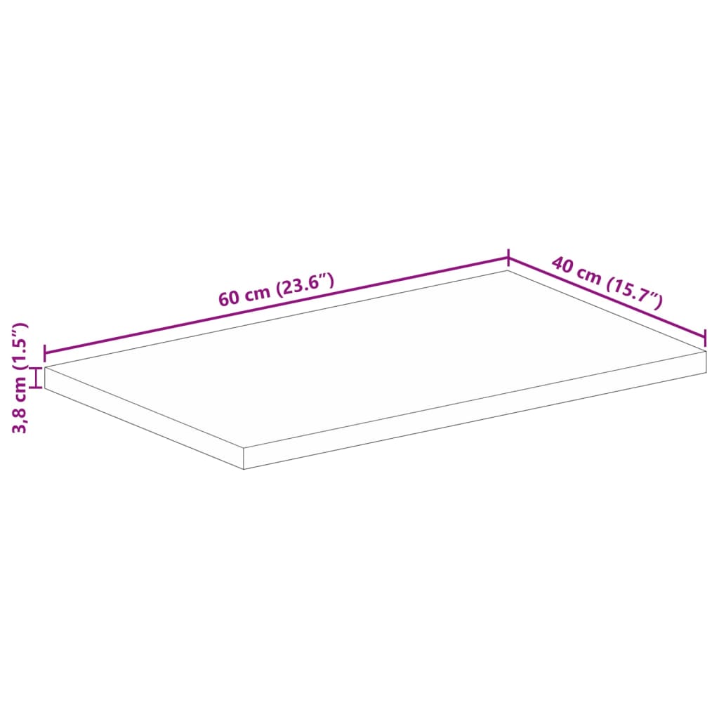 Tischplatte 60x40x3,8 cm Rechteckig Massivholz Mango