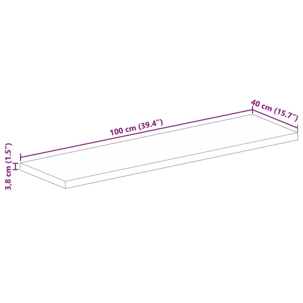 Tischplatte 100x40x3,8 cm Rechteckig Massivholz Mango