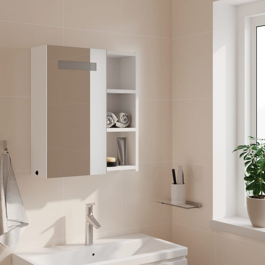 Mirror Cabinet with LED Lighting White 45x13x52 cm