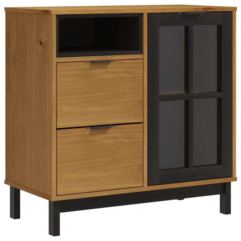 Sideboard mit Glastür FLAM 80x40x80 cm Massivholz Kiefer