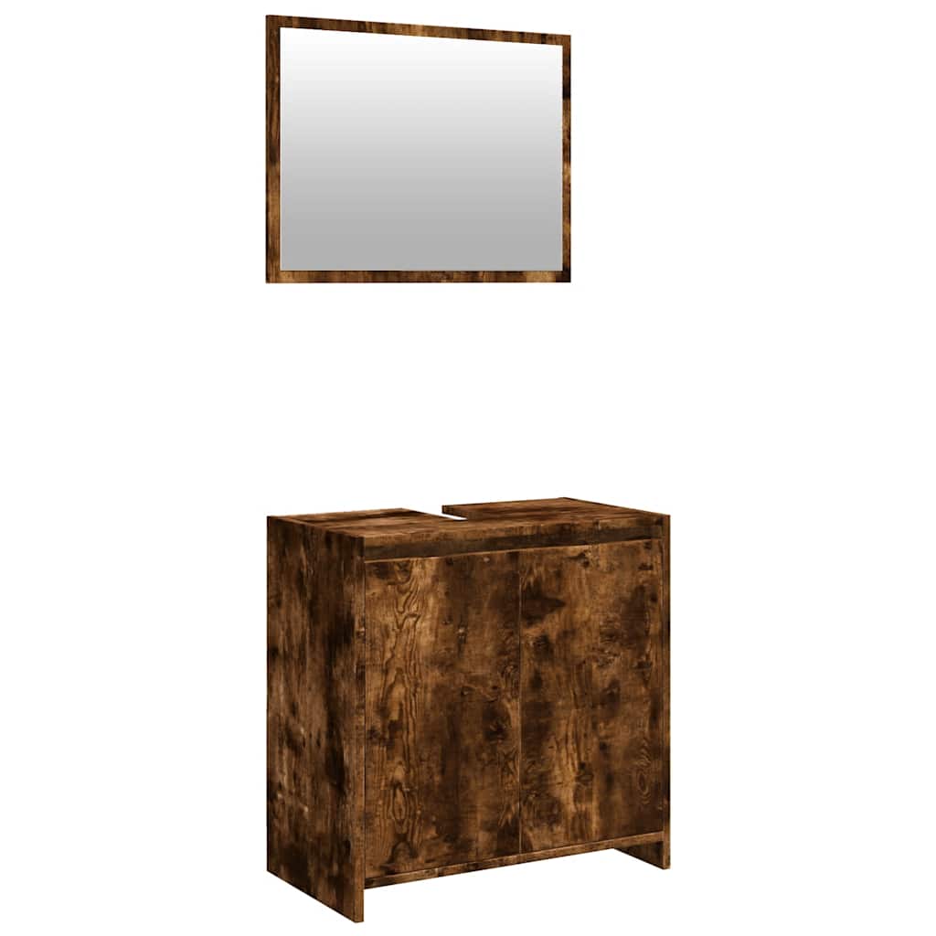 2-piece bathroom furniture set smoked oak wood material