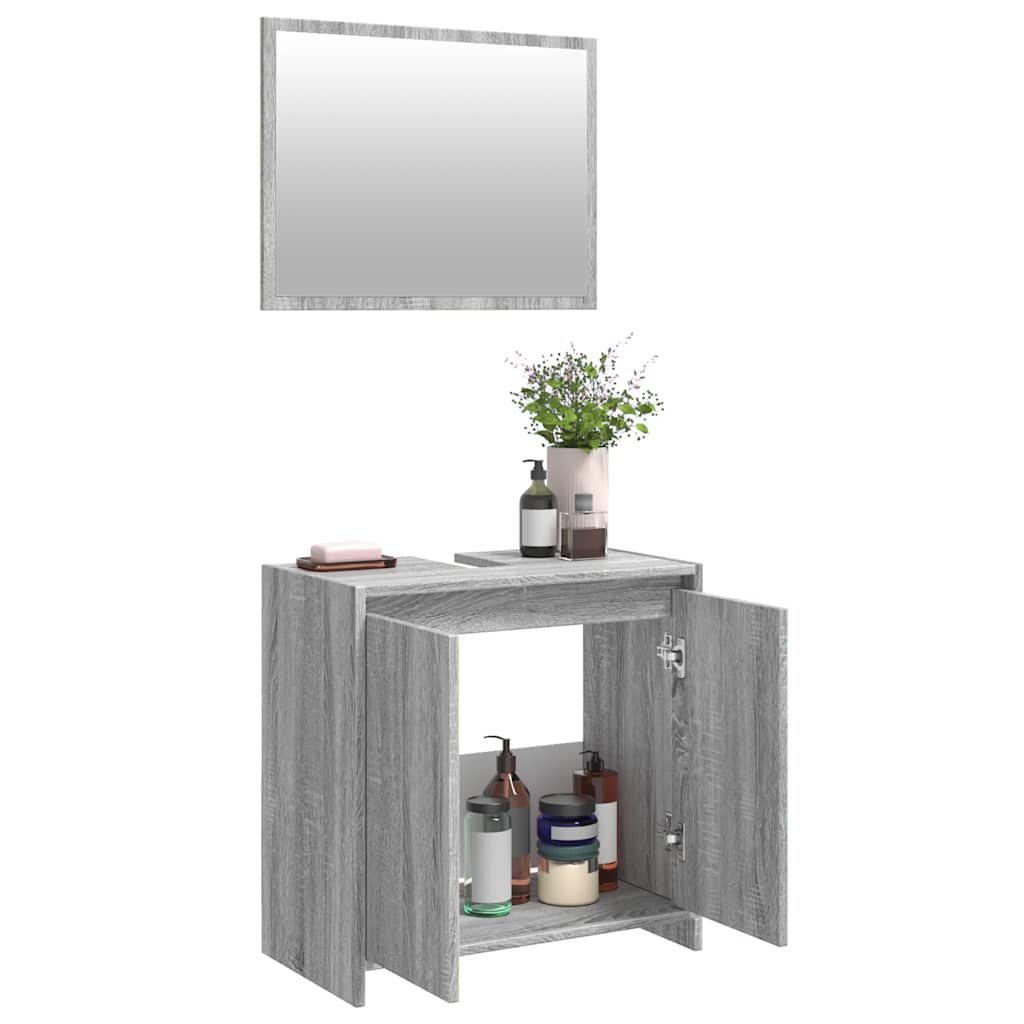 2-piece bathroom furniture set gray Sonoma wood material