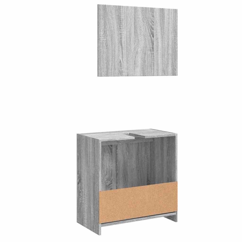 2-piece bathroom furniture set gray Sonoma wood material