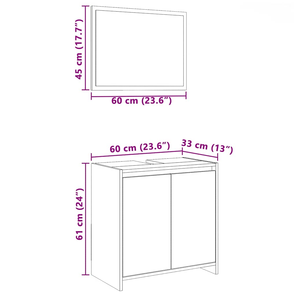 2-piece bathroom furniture set gray Sonoma wood material