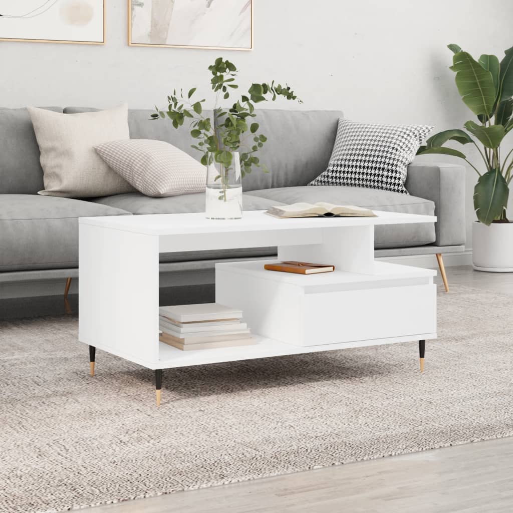 Couchtisch Weiß 90x49x45 cm Holzwerkstoff
