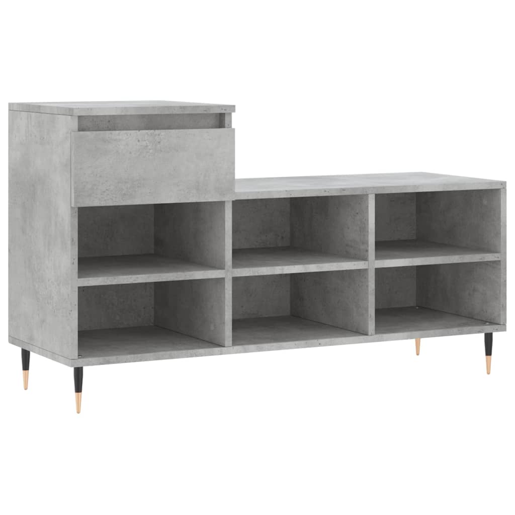 Shoe rack concrete grey 102x36x60 cm wood material