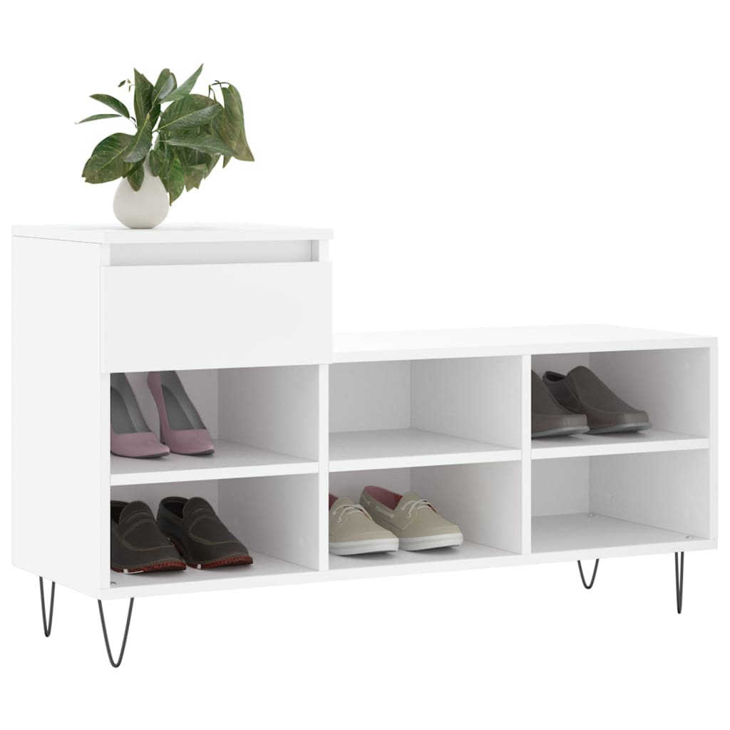 Shoe Rack White 102x36x60 cm Wood Material