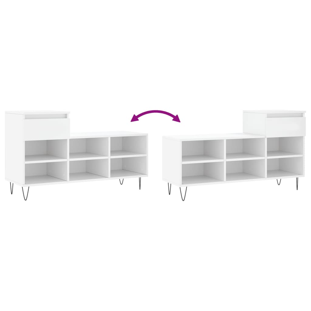 Shoe Rack White 102x36x60 cm Wood Material