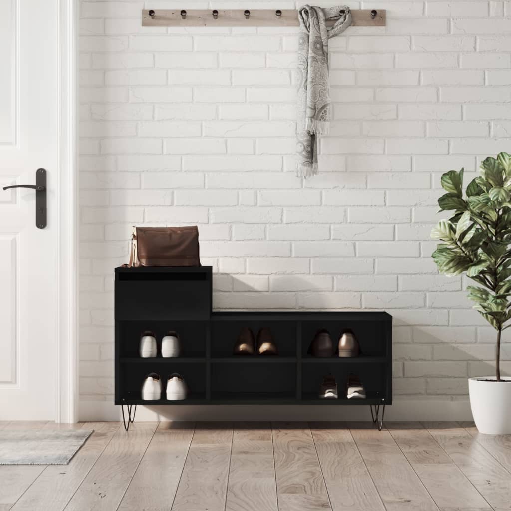Shoe Rack Black 102x36x60 cm Wood Material
