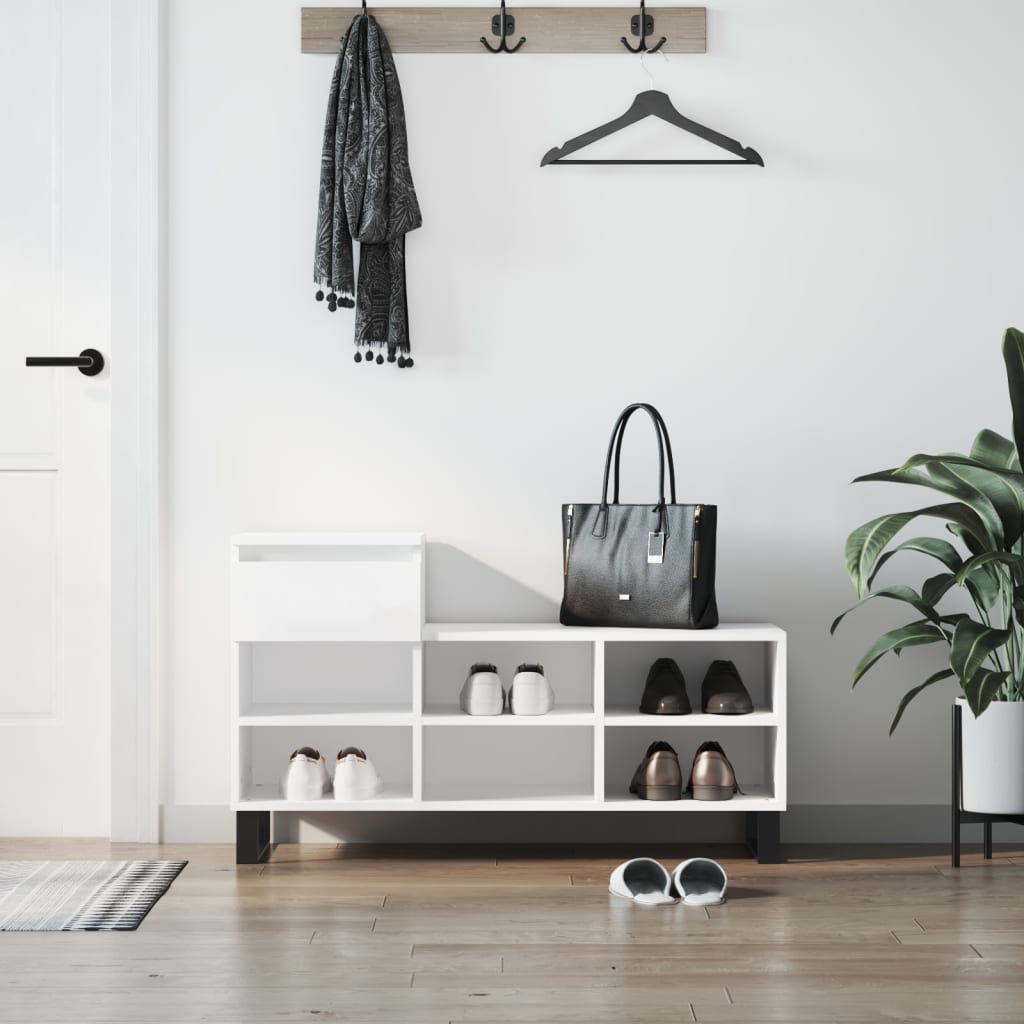 Shoe Rack White 102x36x60 cm Wood Material