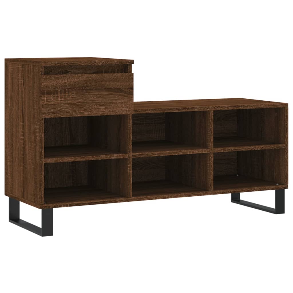 Shoe Rack Brown Oak Look 102x36x60 cm Wood Material