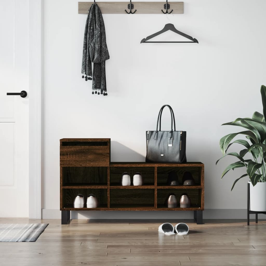 Shoe Rack Brown Oak Look 102x36x60 cm Wood Material