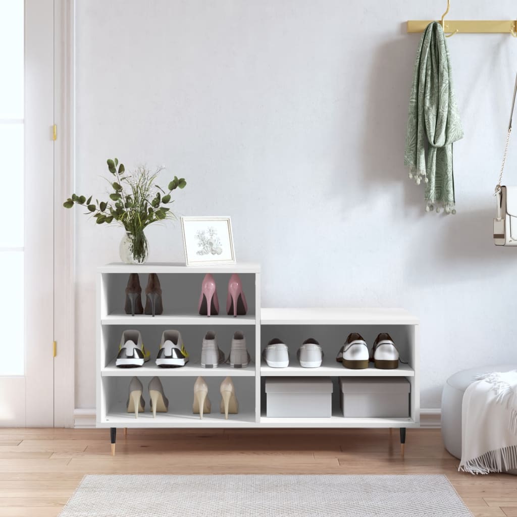 Shoe Rack White 102x36x60 cm Wood Material