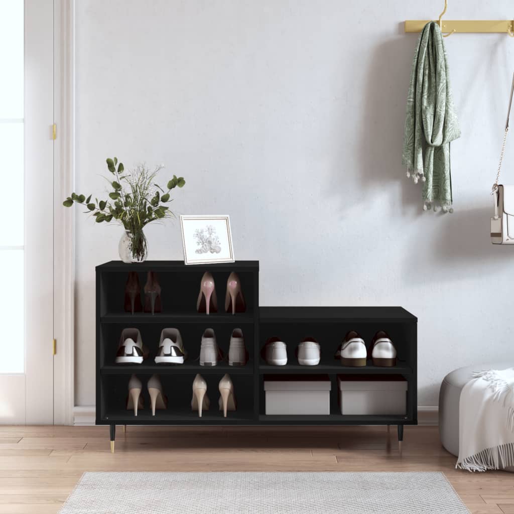Shoe Rack Black 102x36x60 cm Wood Material