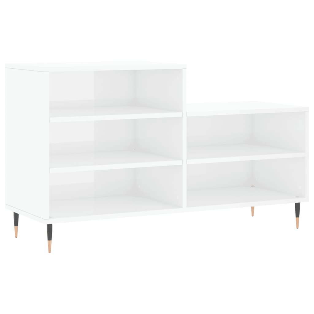 Shoe rack high gloss white 102x36x60 cm wood material