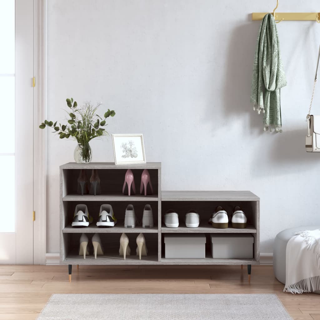 Shoe Rack Gray Sonoma 102x36x60 cm Wood Material