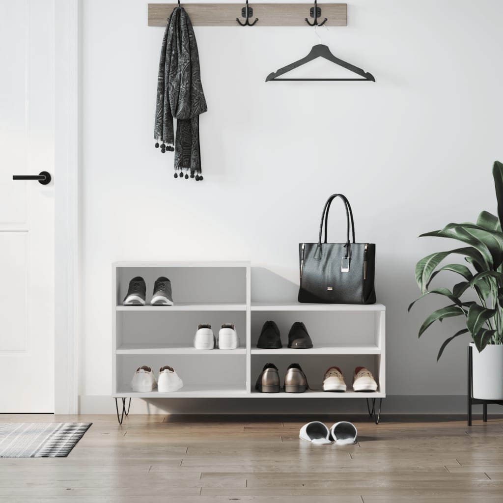 Shoe Rack White 102x36x60 cm Wood Material