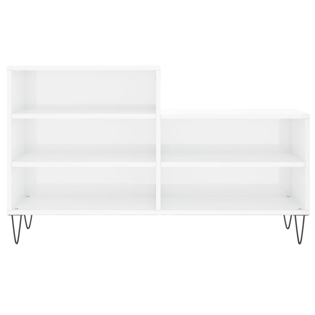 Shoe rack high gloss white 102x36x60 cm wood material