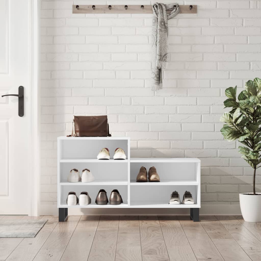 Shoe Rack White 102x36x60 cm Wood Material