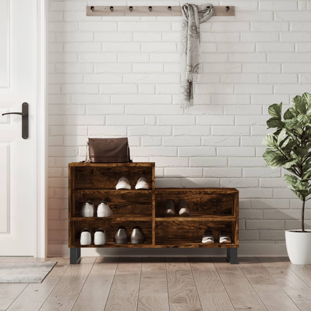 Shoe rack smoked oak 102x36x60 cm wood material