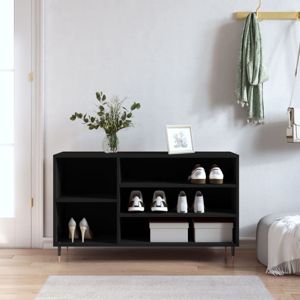 Shoe Rack Black 102x36x60 cm Wood Material