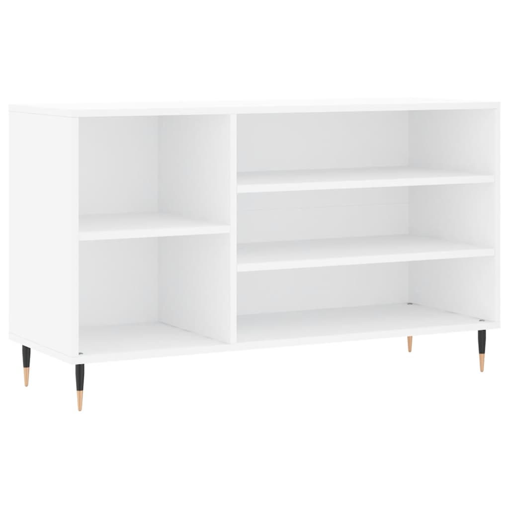 Shoe rack high gloss white 102x36x60 cm wood material