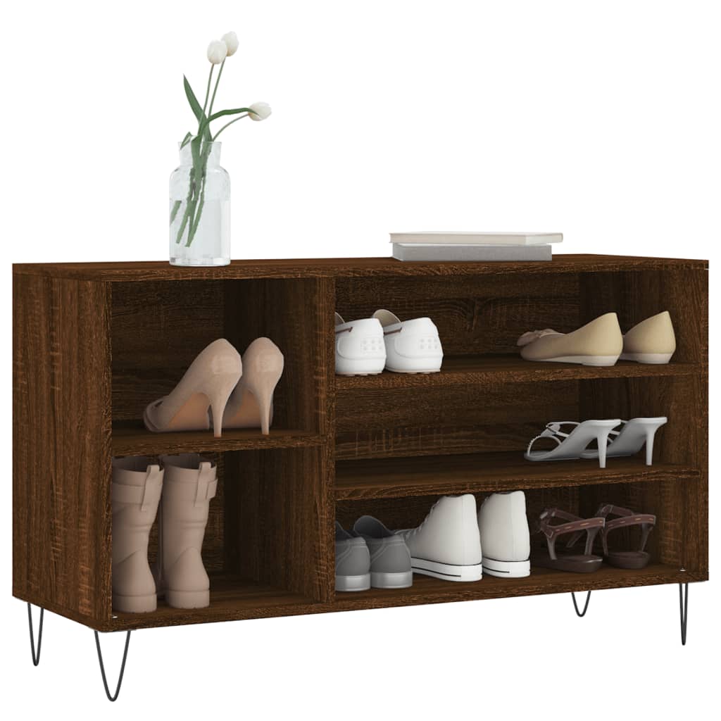 Shoe Rack Brown Oak Look 102x36x60 cm Wood Material