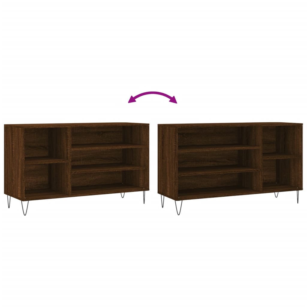 Shoe Rack Brown Oak Look 102x36x60 cm Wood Material
