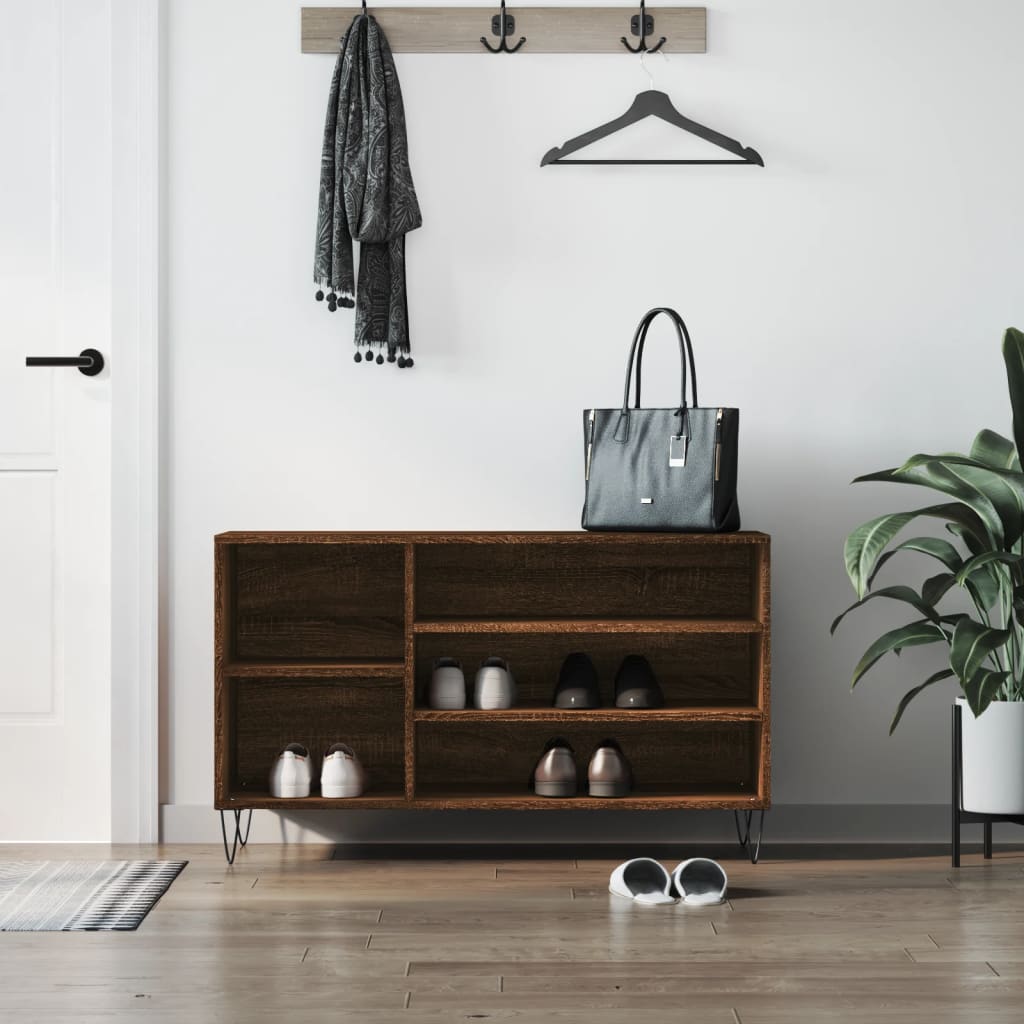 Shoe Rack Brown Oak Look 102x36x60 cm Wood Material