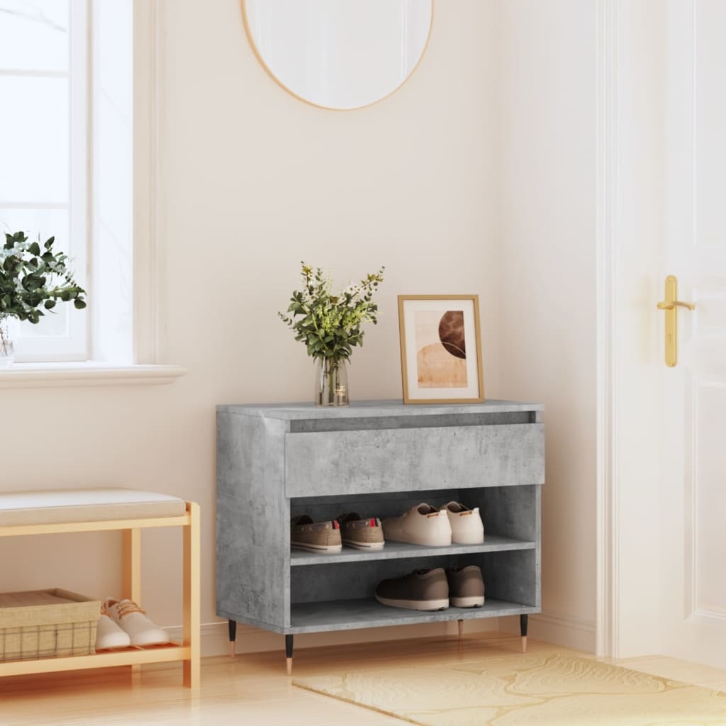 Shoe rack concrete grey 70x36x60 cm wood material