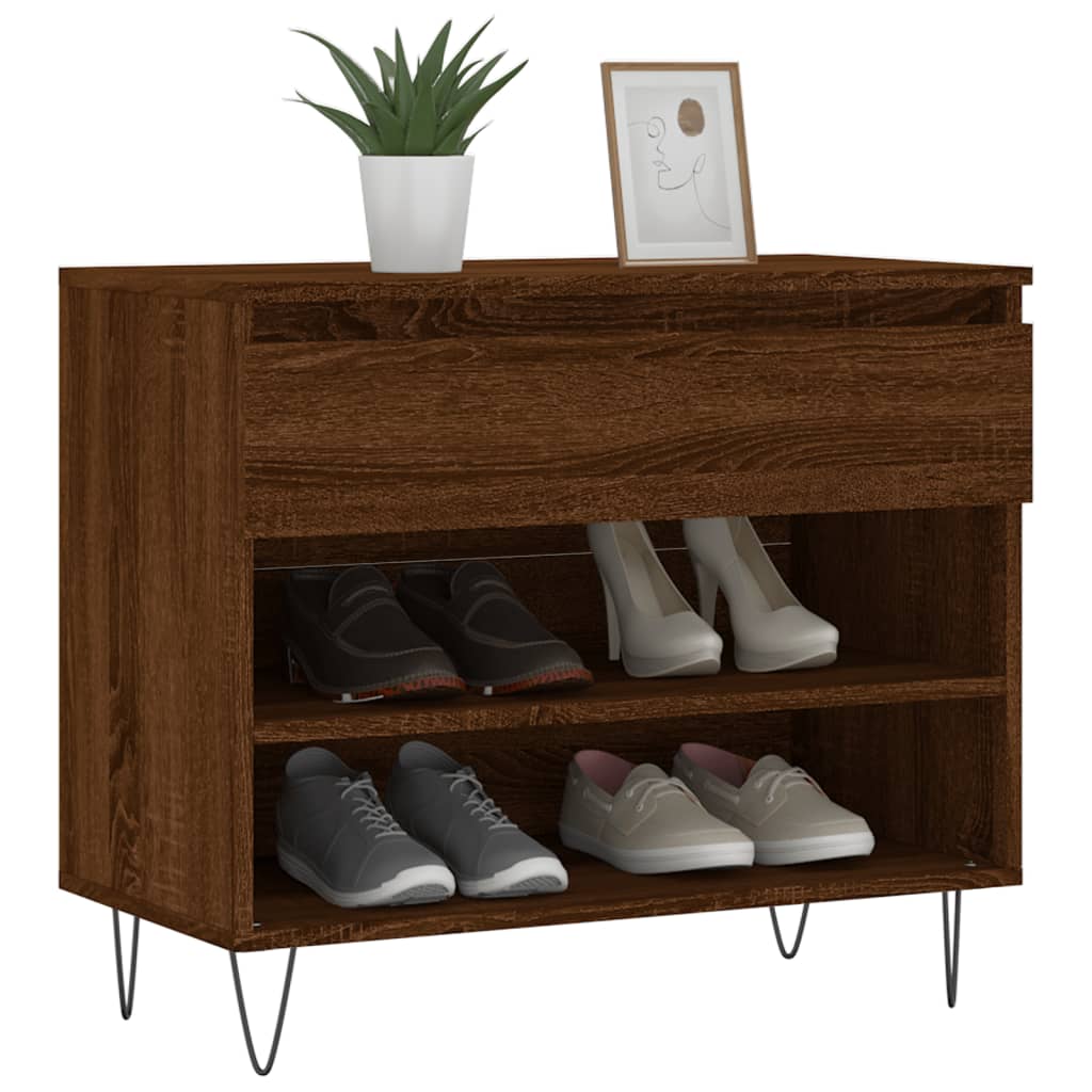 Shoe Rack Brown Oak Look 70x36x60 cm Wood Material