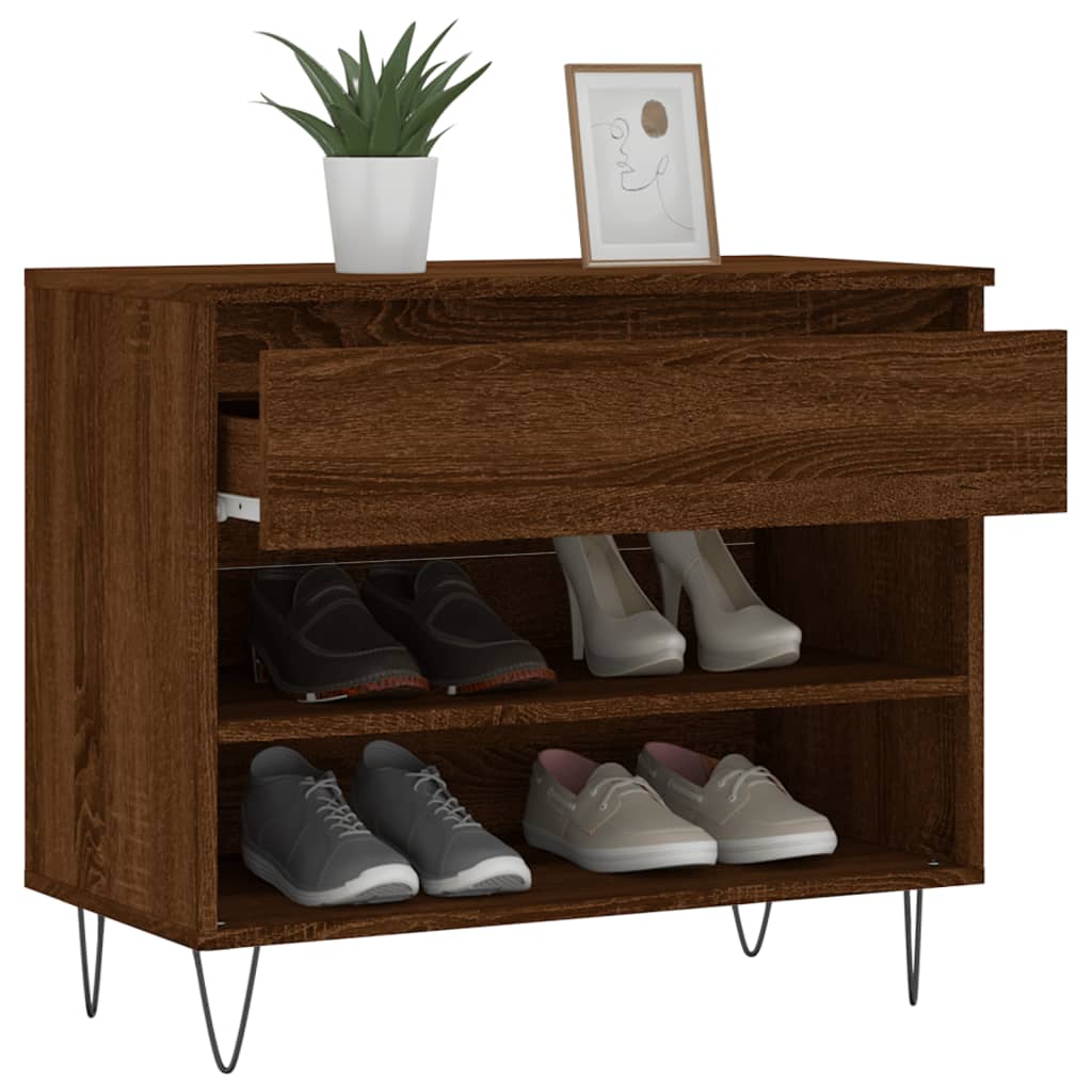 Shoe Rack Brown Oak Look 70x36x60 cm Wood Material