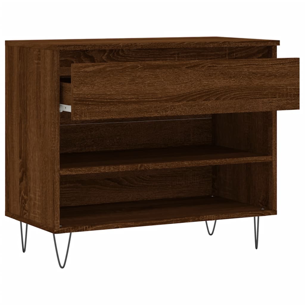 Shoe Rack Brown Oak Look 70x36x60 cm Wood Material